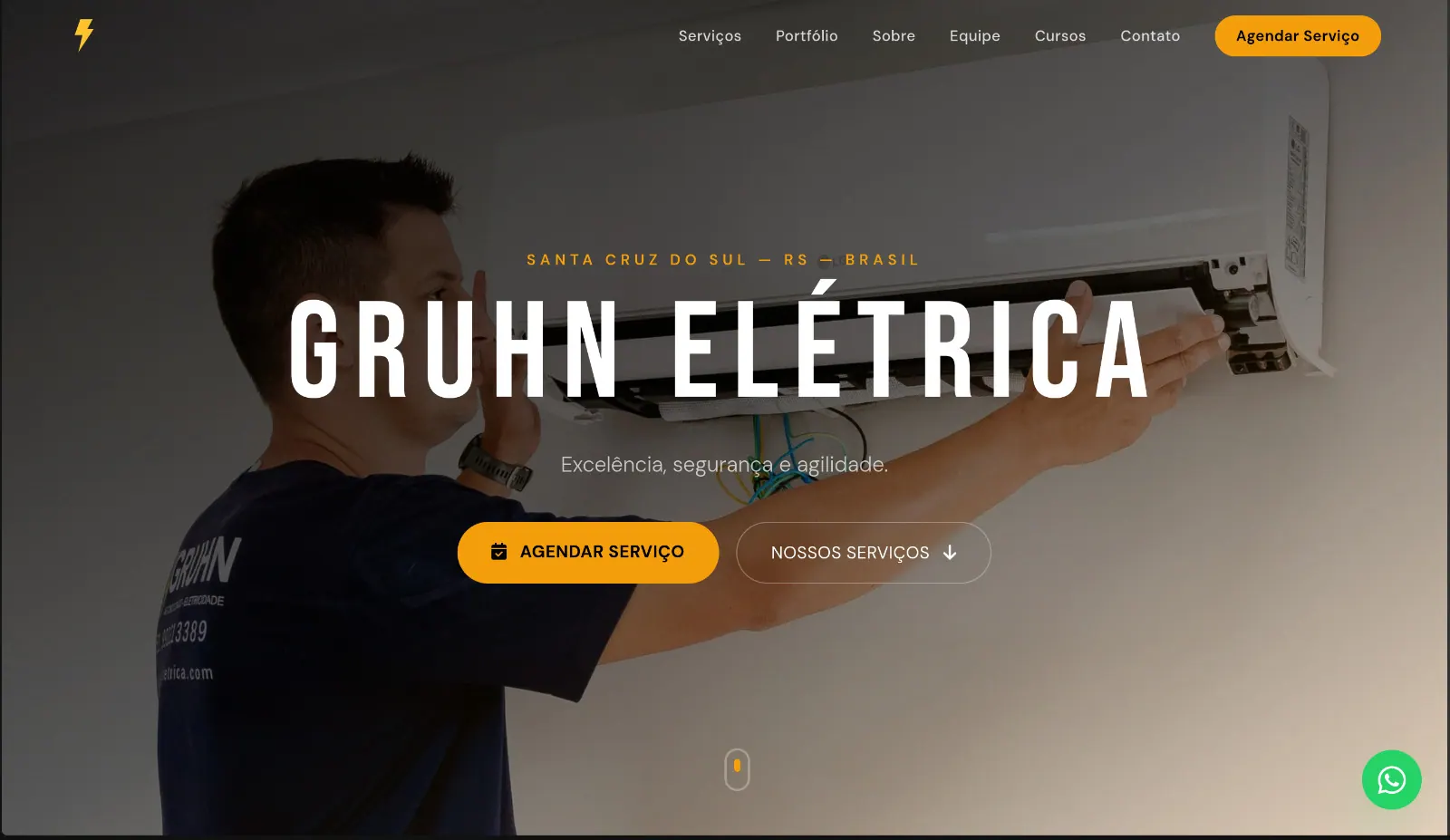 Página inicial do site da Gruhn Elétrica